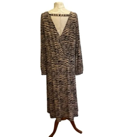 Loft Tiger Stripe Animal Print Bar Back Dress Size 16 NWT