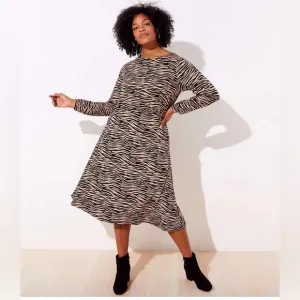 Loft Tiger Stripe Animal Print Bar Back Dress Size 16 NWT