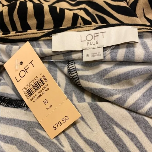 Loft Tiger Stripe Animal Print Bar Back Dress Size 16 NWT