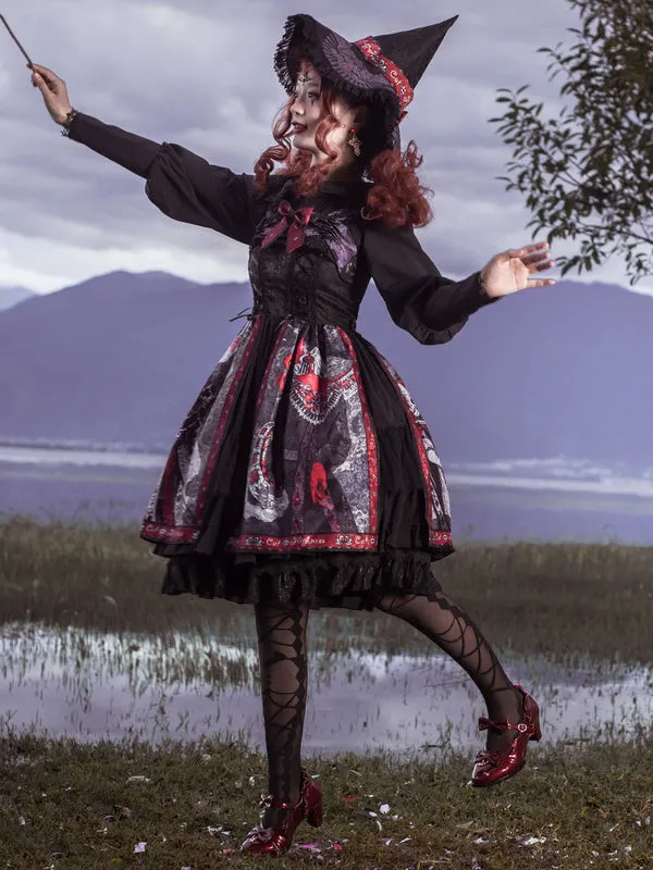 Lolita JSK Dress Black Silver Sleeveless Bows Polyester Cami Lolita Jumper Skirts
