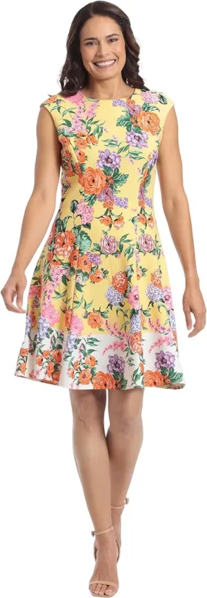 London Times Women's Perfect Versatile Scuba Crepe Fit & Flare Dress T6720M