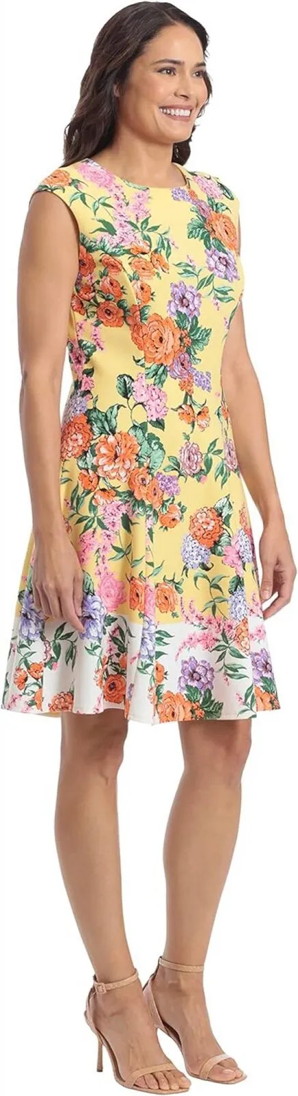 London Times Women's Perfect Versatile Scuba Crepe Fit & Flare Dress T6720M