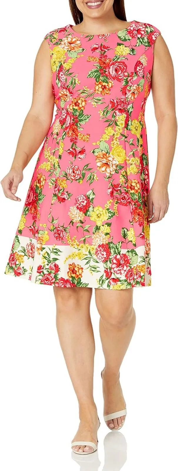London Times Women's Perfect Versatile Scuba Crepe Fit & Flare Dress T6720M
