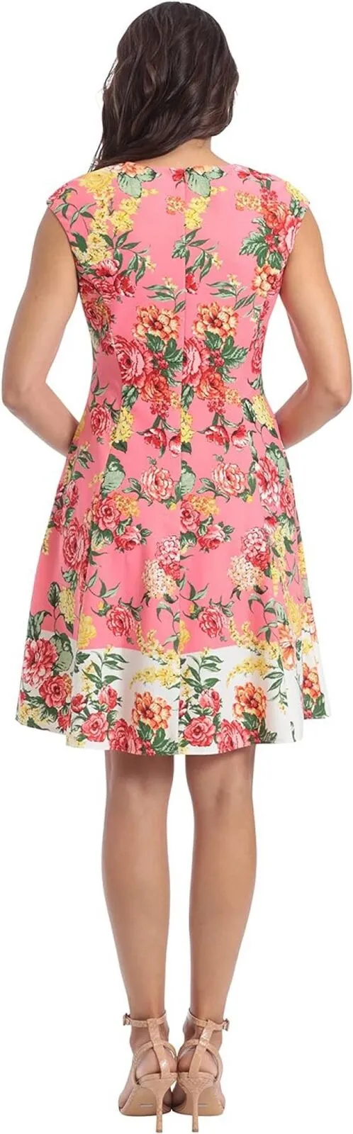 London Times Women's Perfect Versatile Scuba Crepe Fit & Flare Dress T6720M