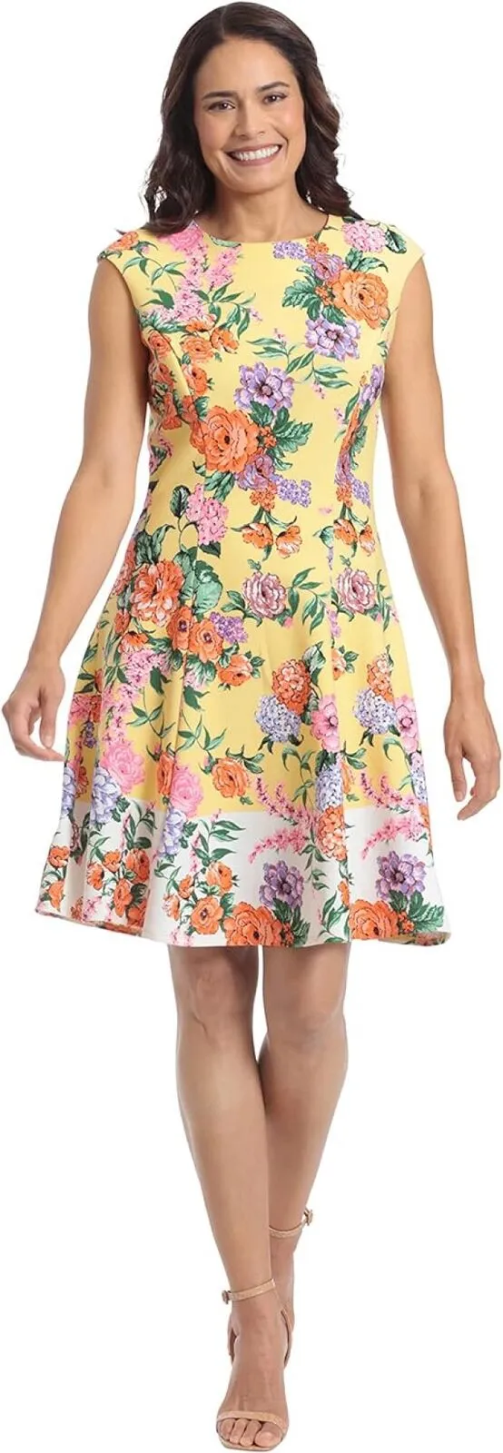 London Times Women's Perfect Versatile Scuba Crepe Fit & Flare Dress T6720M