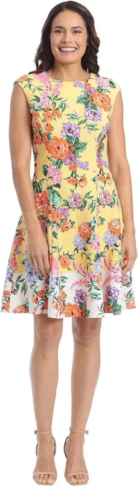 London Times Women's Perfect Versatile Scuba Crepe Fit & Flare Dress T6720M