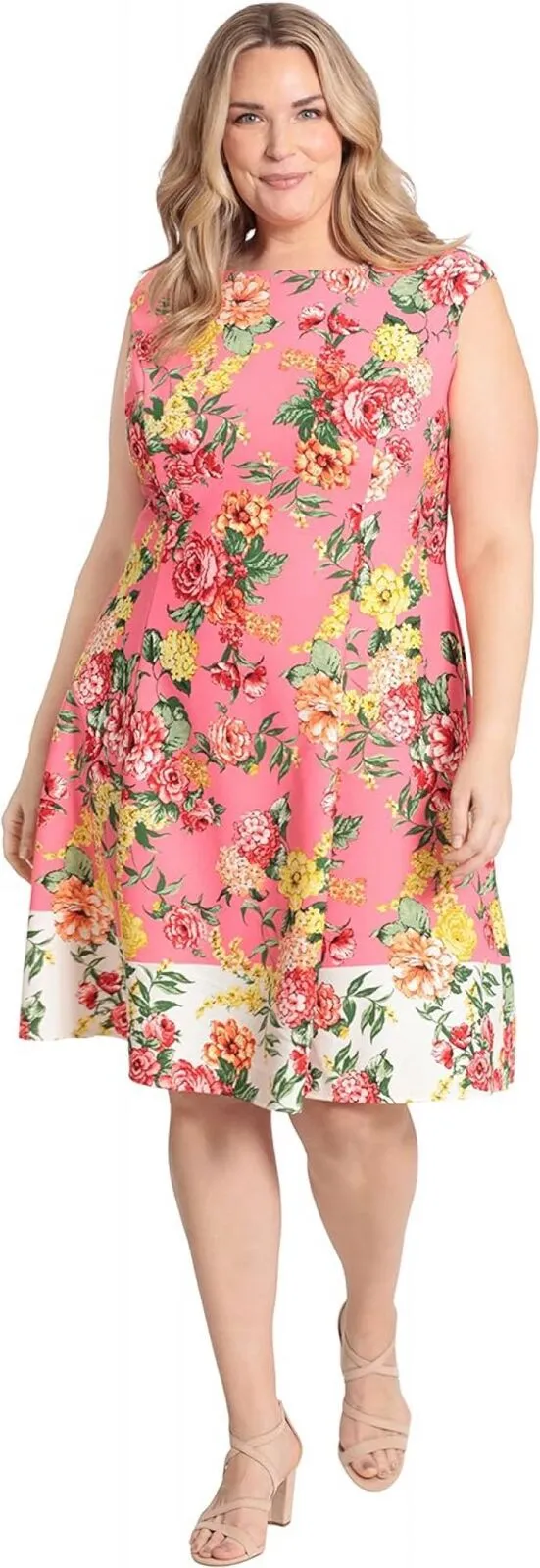 London Times Women's Perfect Versatile Scuba Crepe Fit & Flare Dress T6720M