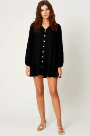 Long Sleeve Button Down Smock Dress