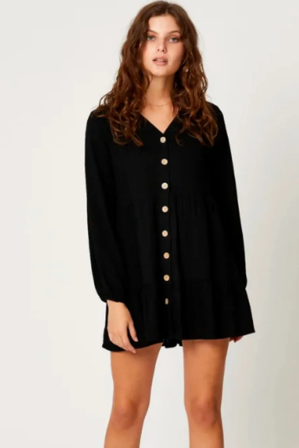Long Sleeve Button Down Smock Dress