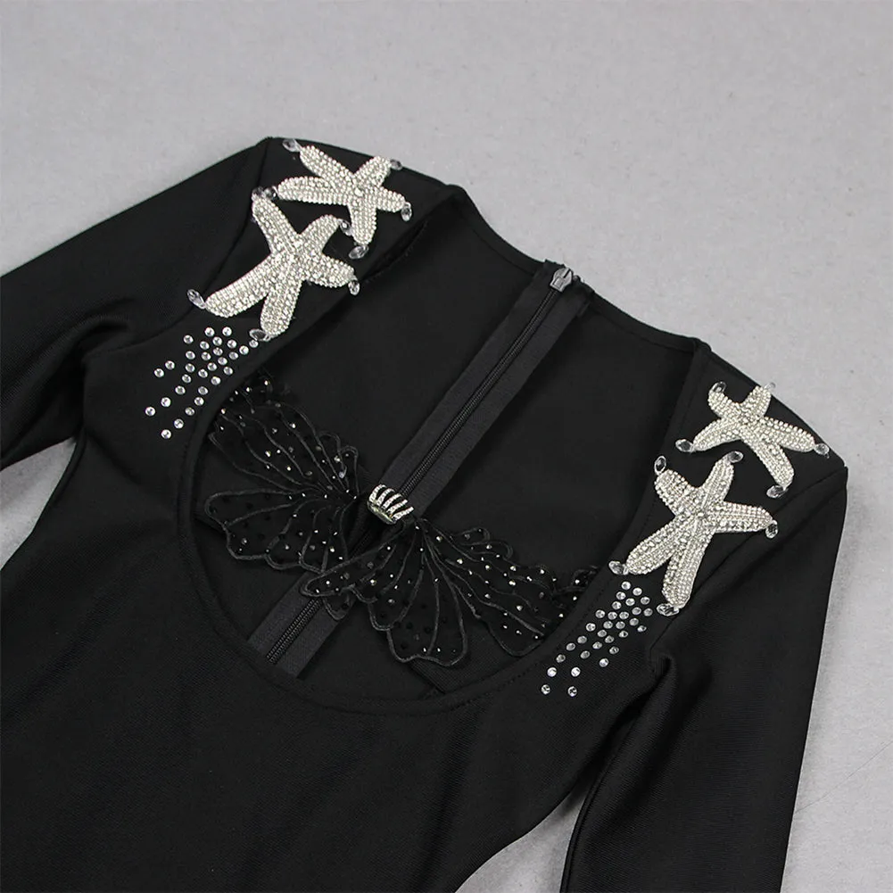 Long Sleeve Cut Out Mini Bandage Dress HL9671