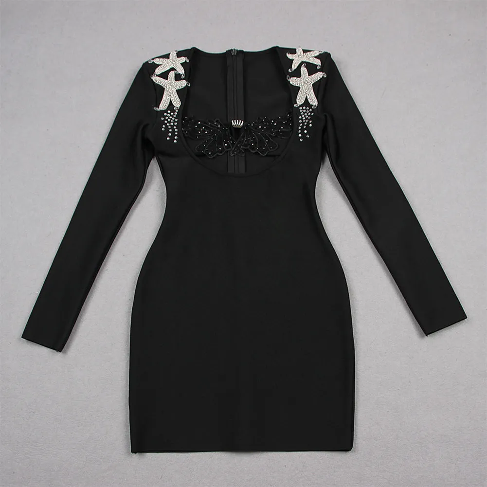 Long Sleeve Cut Out Mini Bandage Dress HL9671