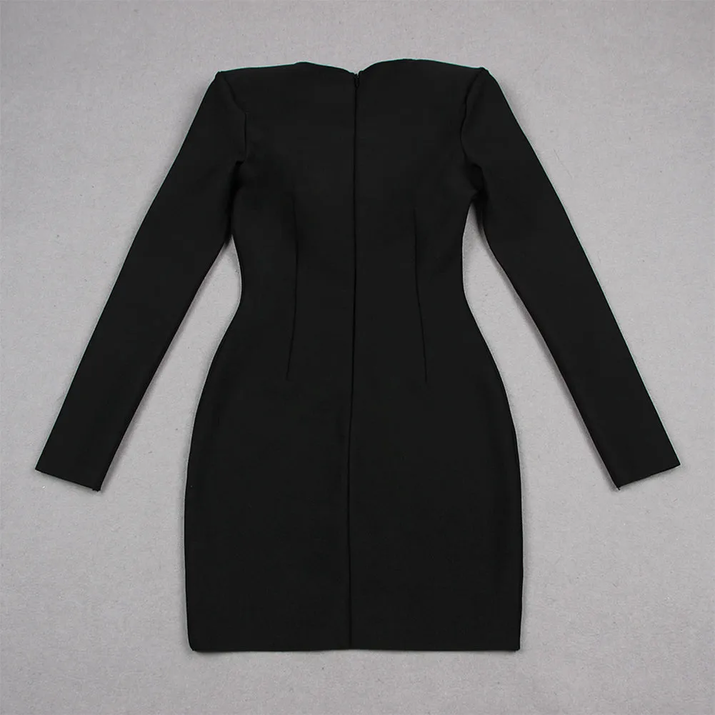 Long Sleeve Cut Out Mini Bandage Dress HL9671