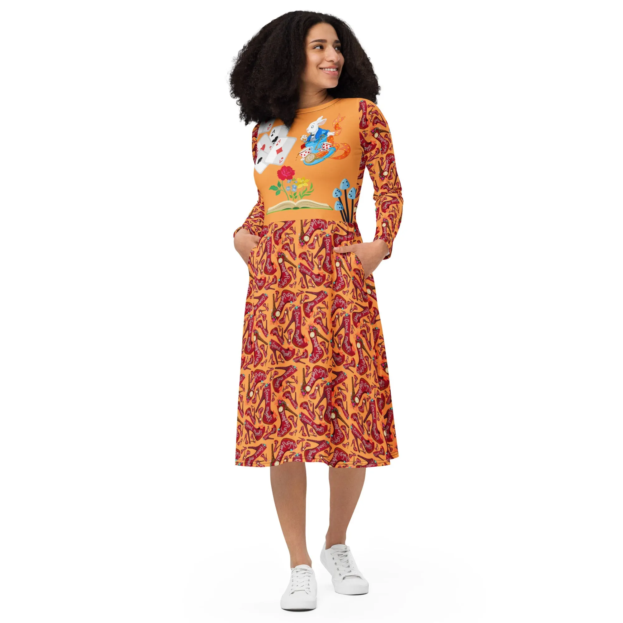 Long sleeve midi dress 'Down the rabbit hole'