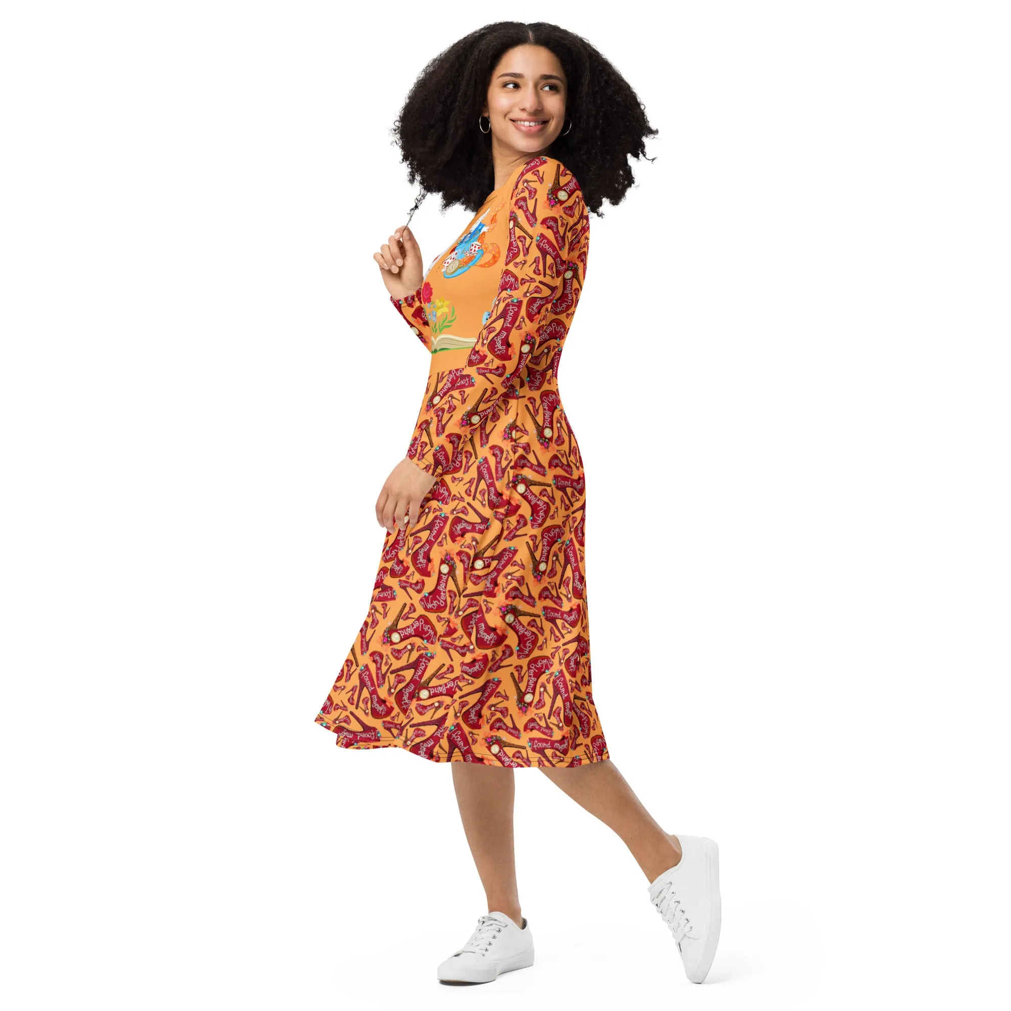 Long sleeve midi dress 'Down the rabbit hole'