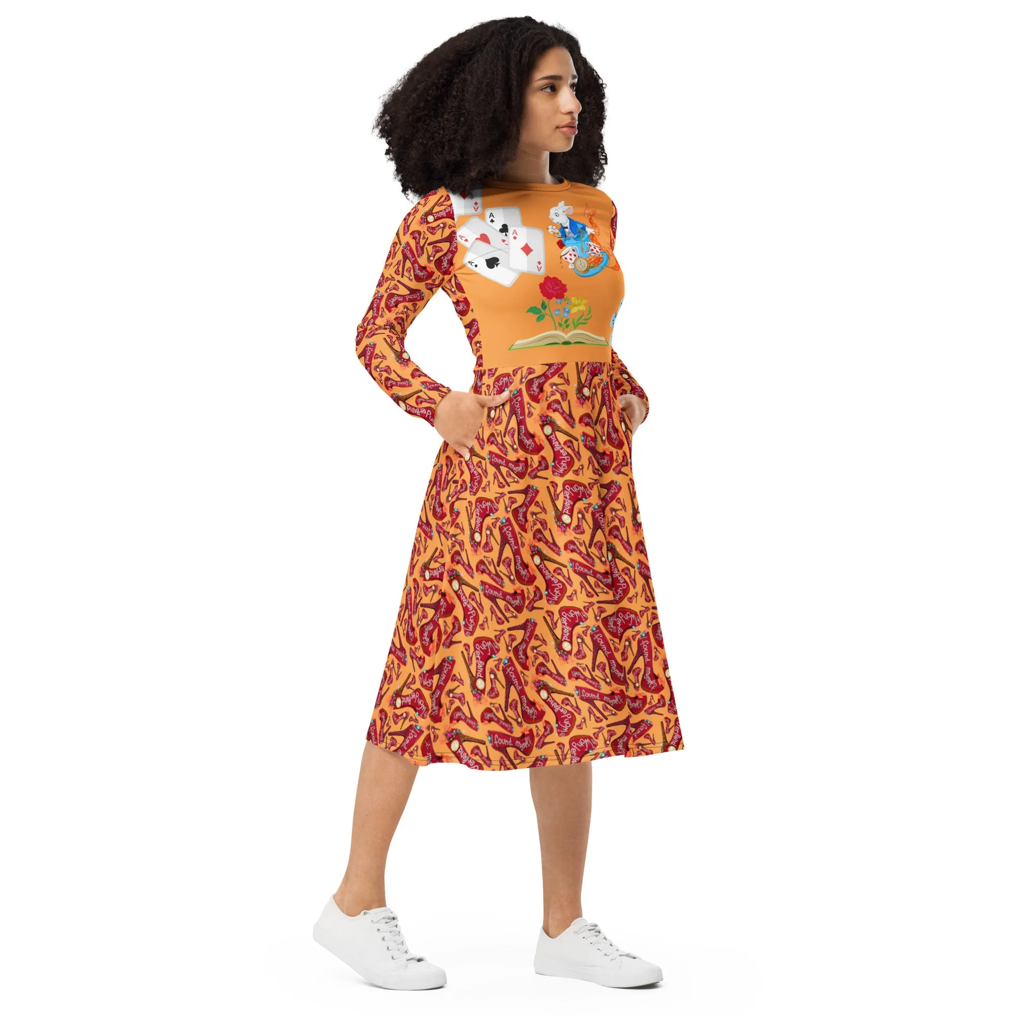 Long sleeve midi dress 'Down the rabbit hole'