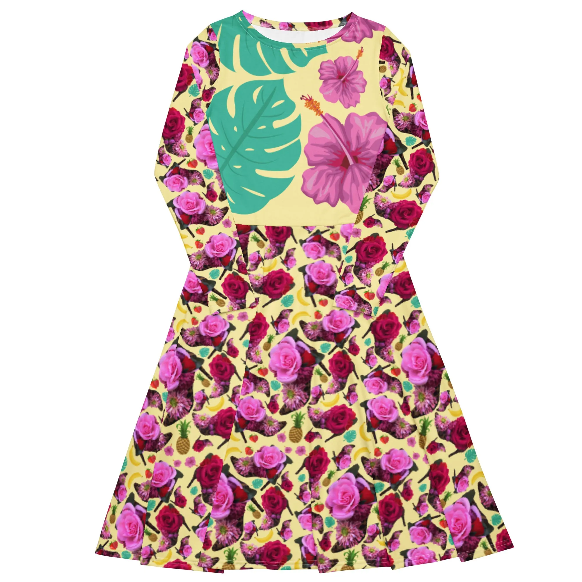 Long sleeve midi dress 'Jungle Flower'