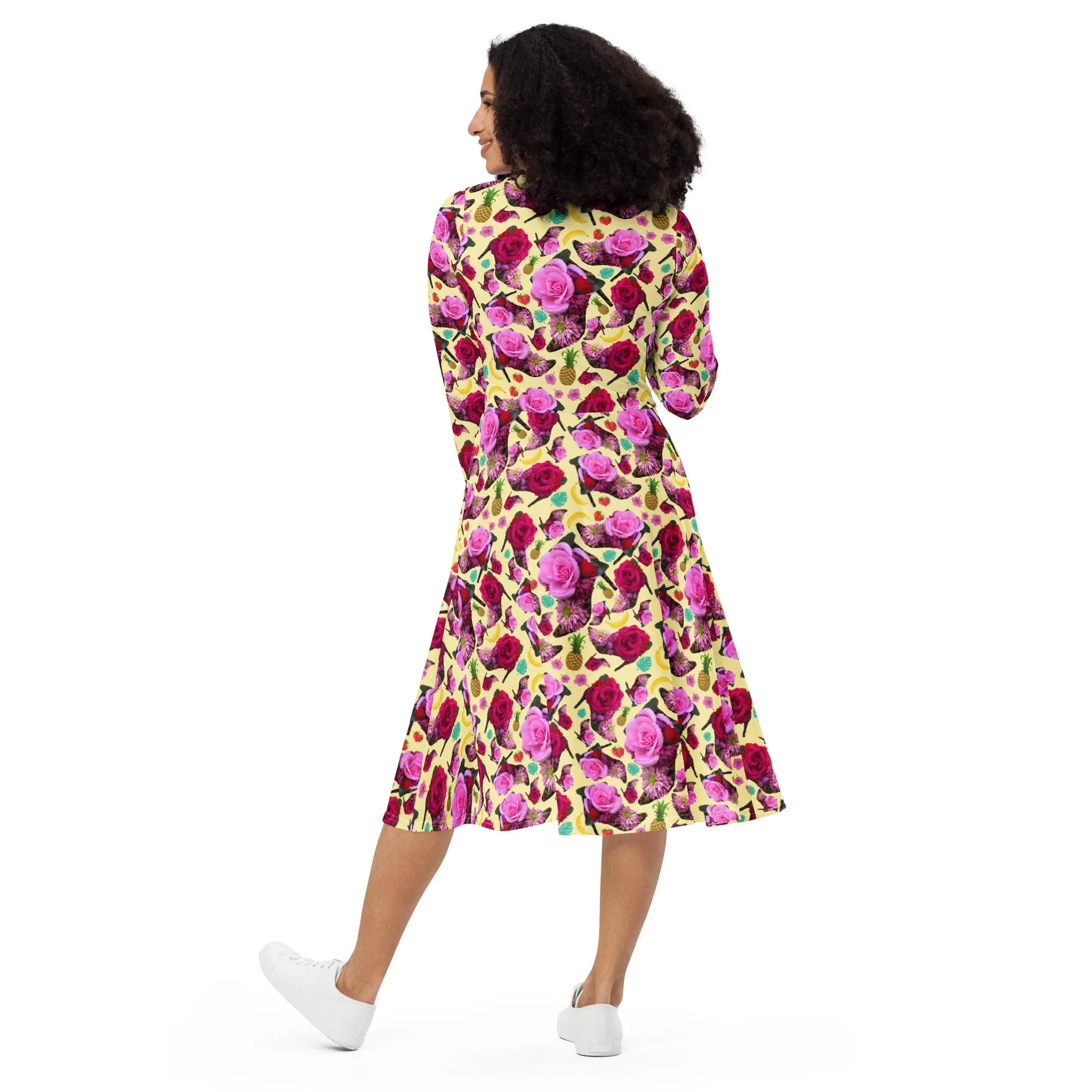 Long sleeve midi dress 'Jungle Flower'