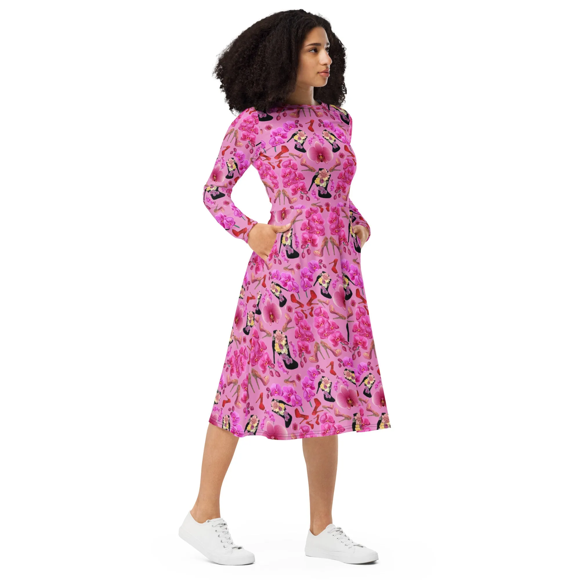 Long sleeve midi dress 'Orchidee'