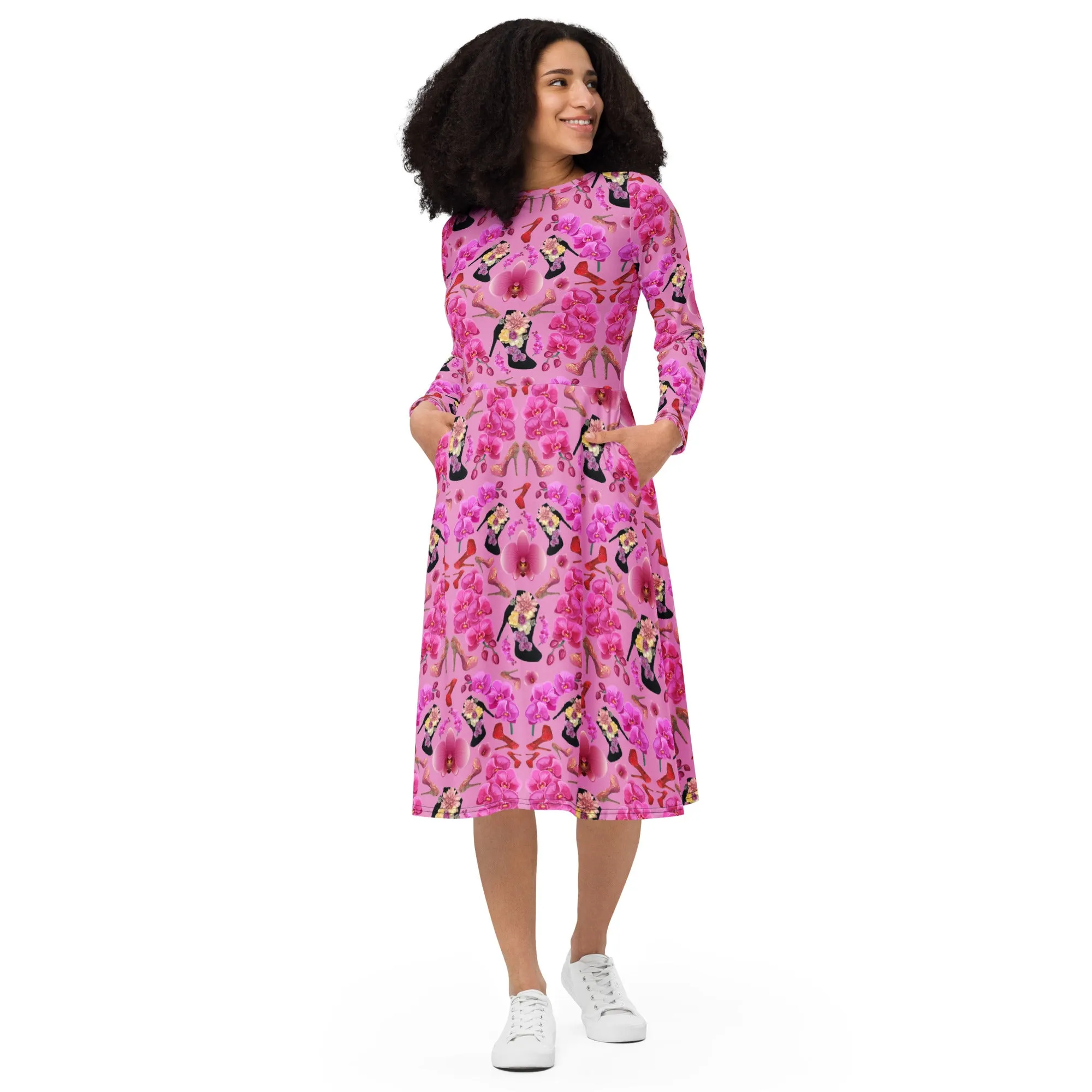 Long sleeve midi dress 'Orchidee'