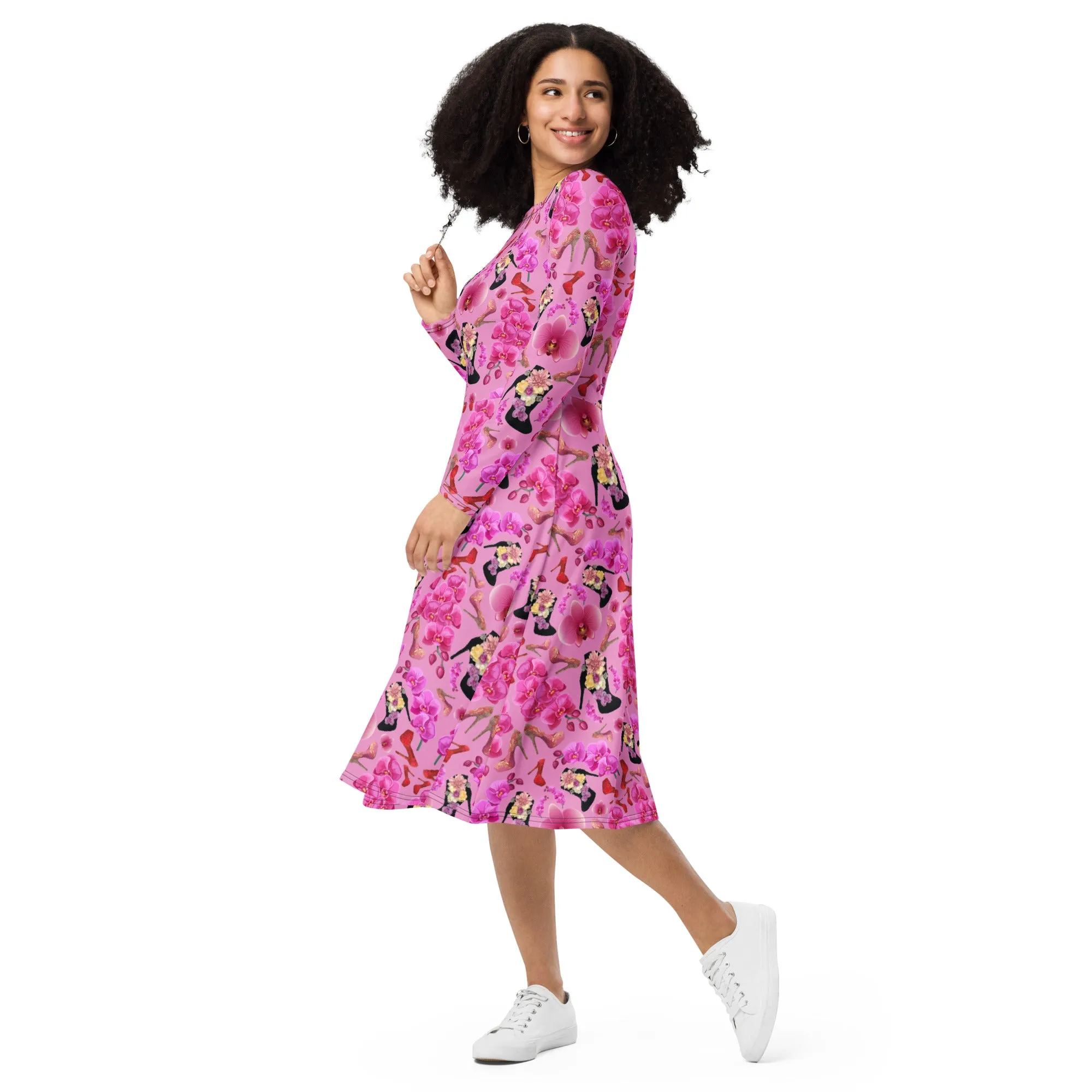 Long sleeve midi dress 'Orchidee'