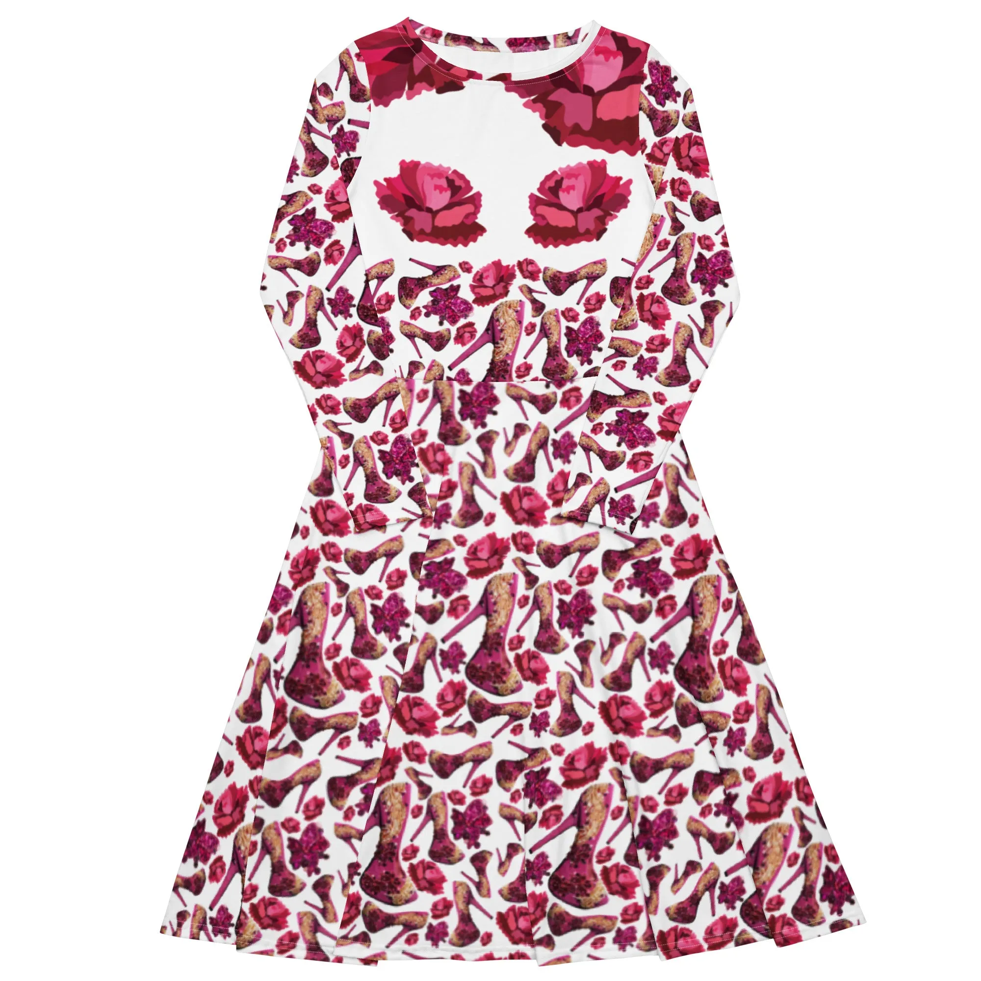 Long sleeve midi dress 'Pink Diva'