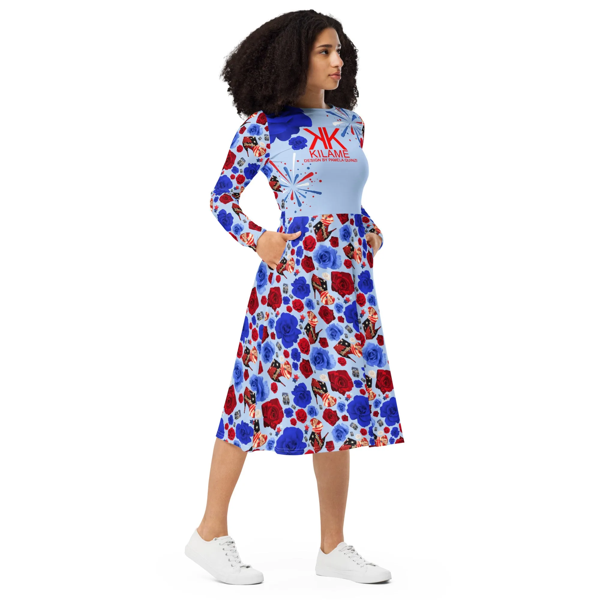 Long sleeve midi dress 'USA'