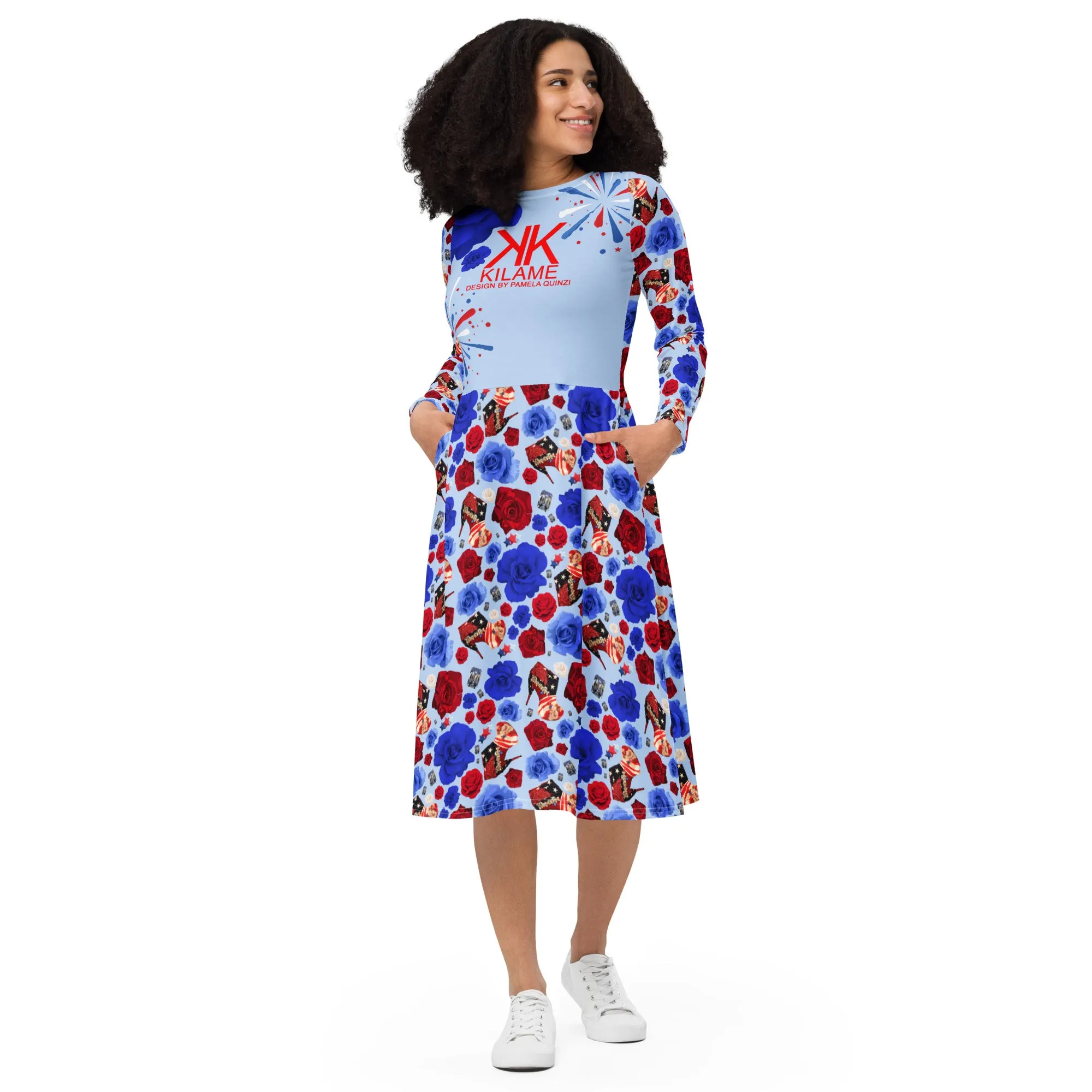 Long sleeve midi dress 'USA'