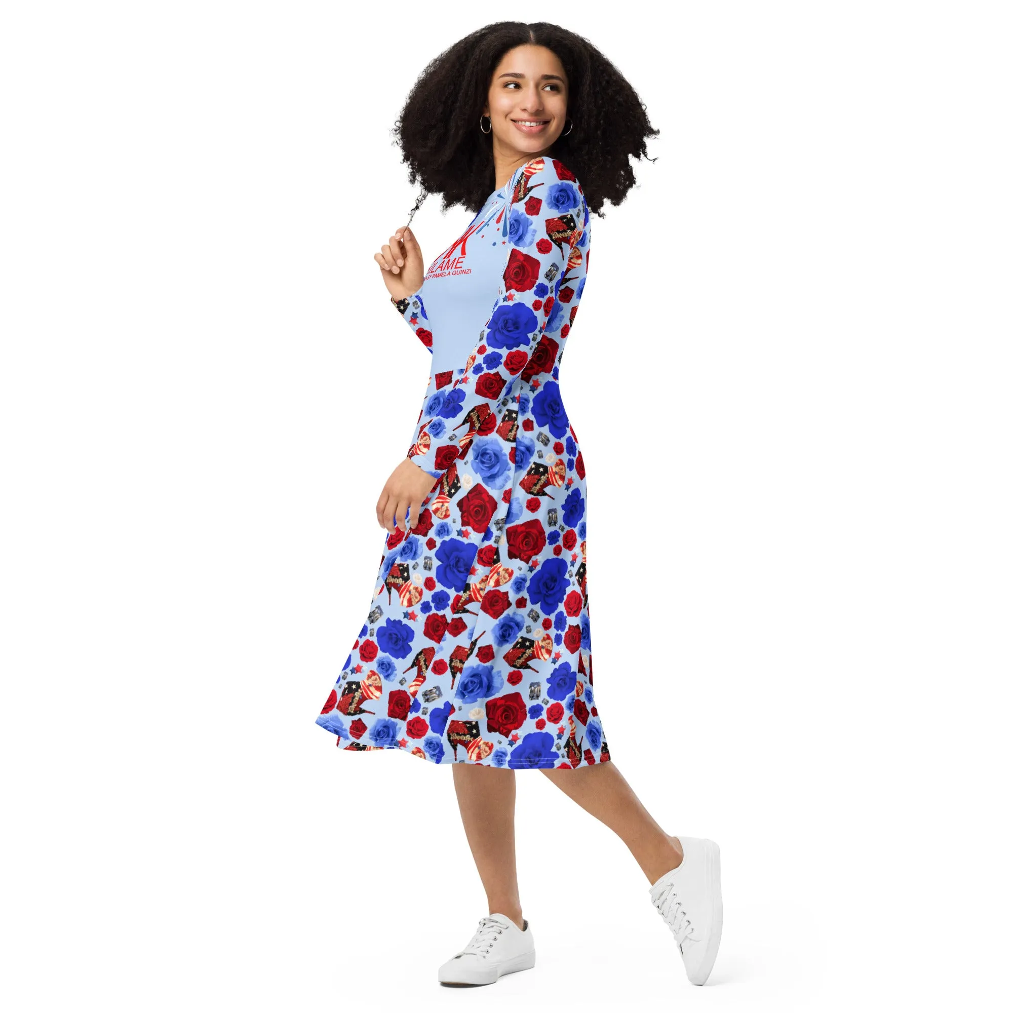 Long sleeve midi dress 'USA'