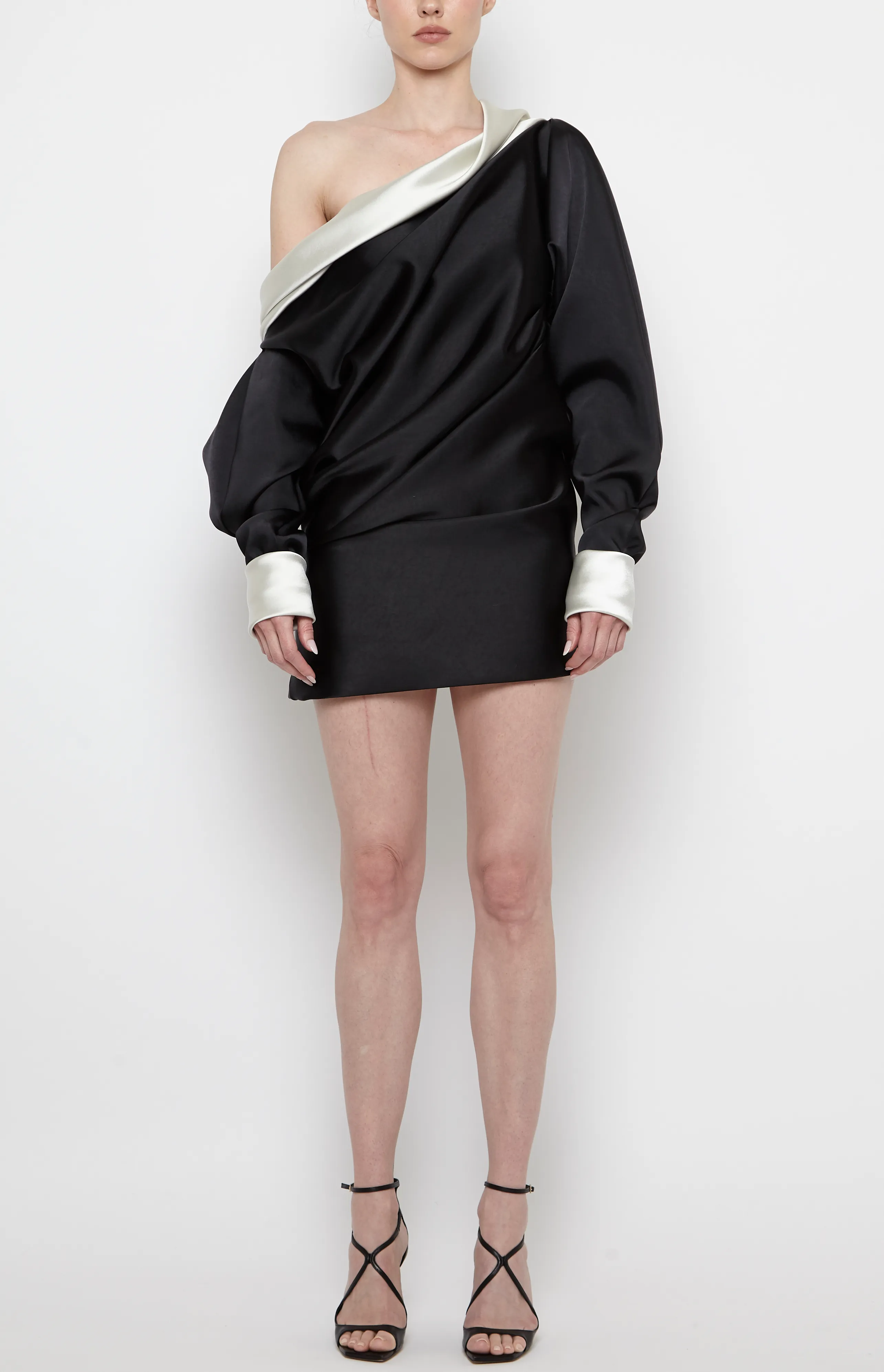 LONG SLEEVE ONE-SHOULDER MINI DRESS