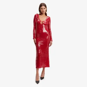 Long Sleeve Sequined Midi Dress KLYF1291