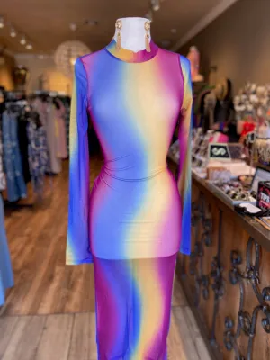Long Sleeve Sheer MIDI Dress FINAL SALE