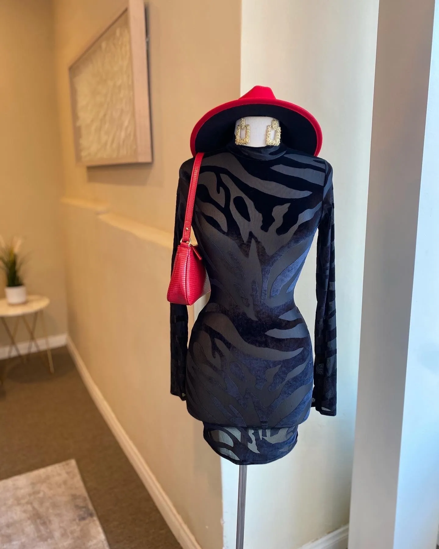 Long Sleeve Zebra Print Dress