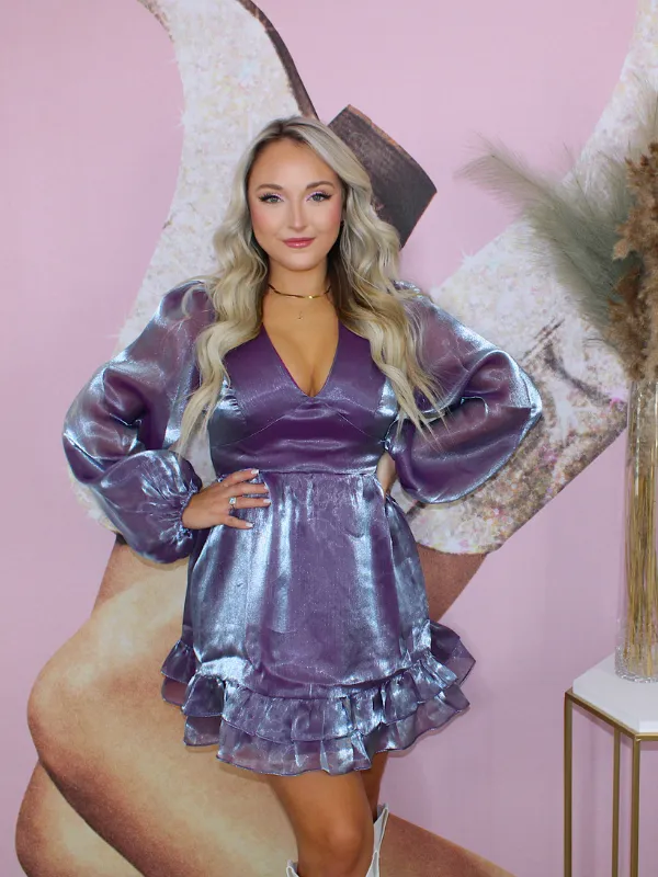 Love Awaits Shimmer Dress, Purple/Lavender
