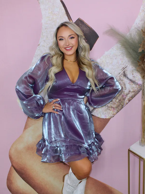 Love Awaits Shimmer Dress, Purple/Lavender