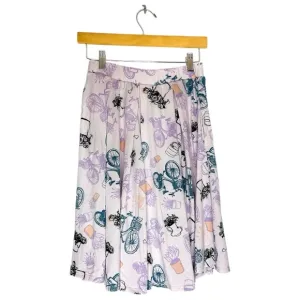 Lularoe Madison Pastel Bicycle Print Pleated Skirt Womens Small (6-8)