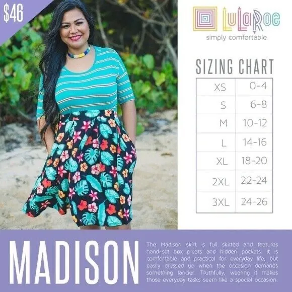 Lularoe Madison Pastel Bicycle Print Pleated Skirt Womens Small (6-8)