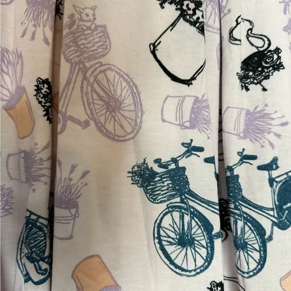 Lularoe Madison Pastel Bicycle Print Pleated Skirt Womens Small (6-8)