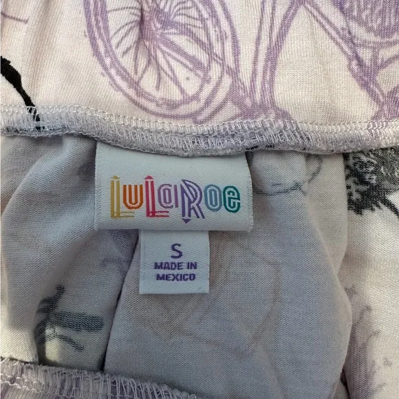 Lularoe Madison Pastel Bicycle Print Pleated Skirt Womens Small (6-8)
