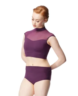 Lulli Aubergine Acelin Mock Neckline Crop Top