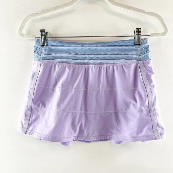 Lululemon Pace Rival Skirt II Tennis Skort Lilac Wave Twist Caspian Blue 4