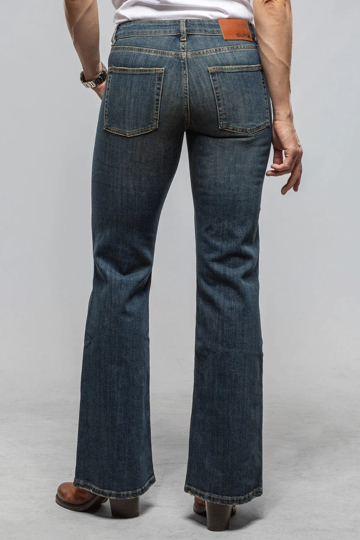 Luna Vintage Denim Relaxed Flared In Mid Dark Blue