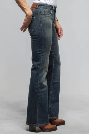 Luna Vintage Denim Relaxed Flared In Mid Dark Blue