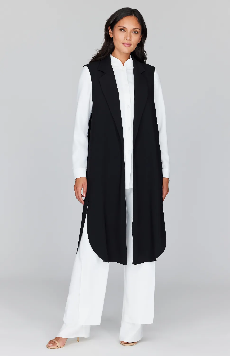 Lustrous Crepe Long Vest