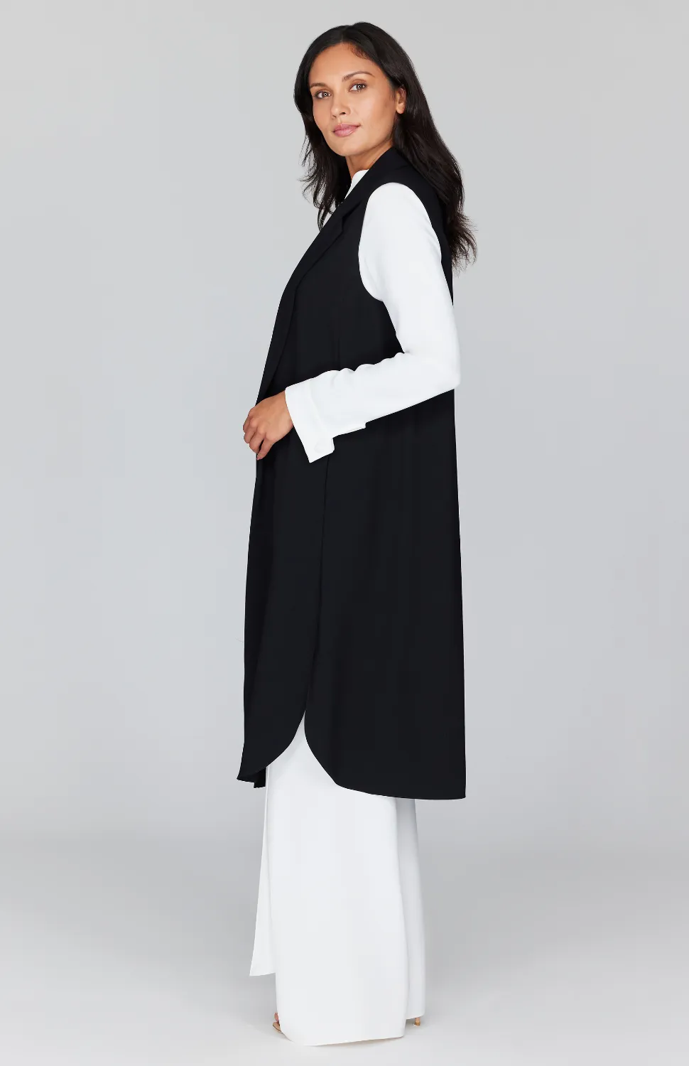 Lustrous Crepe Long Vest