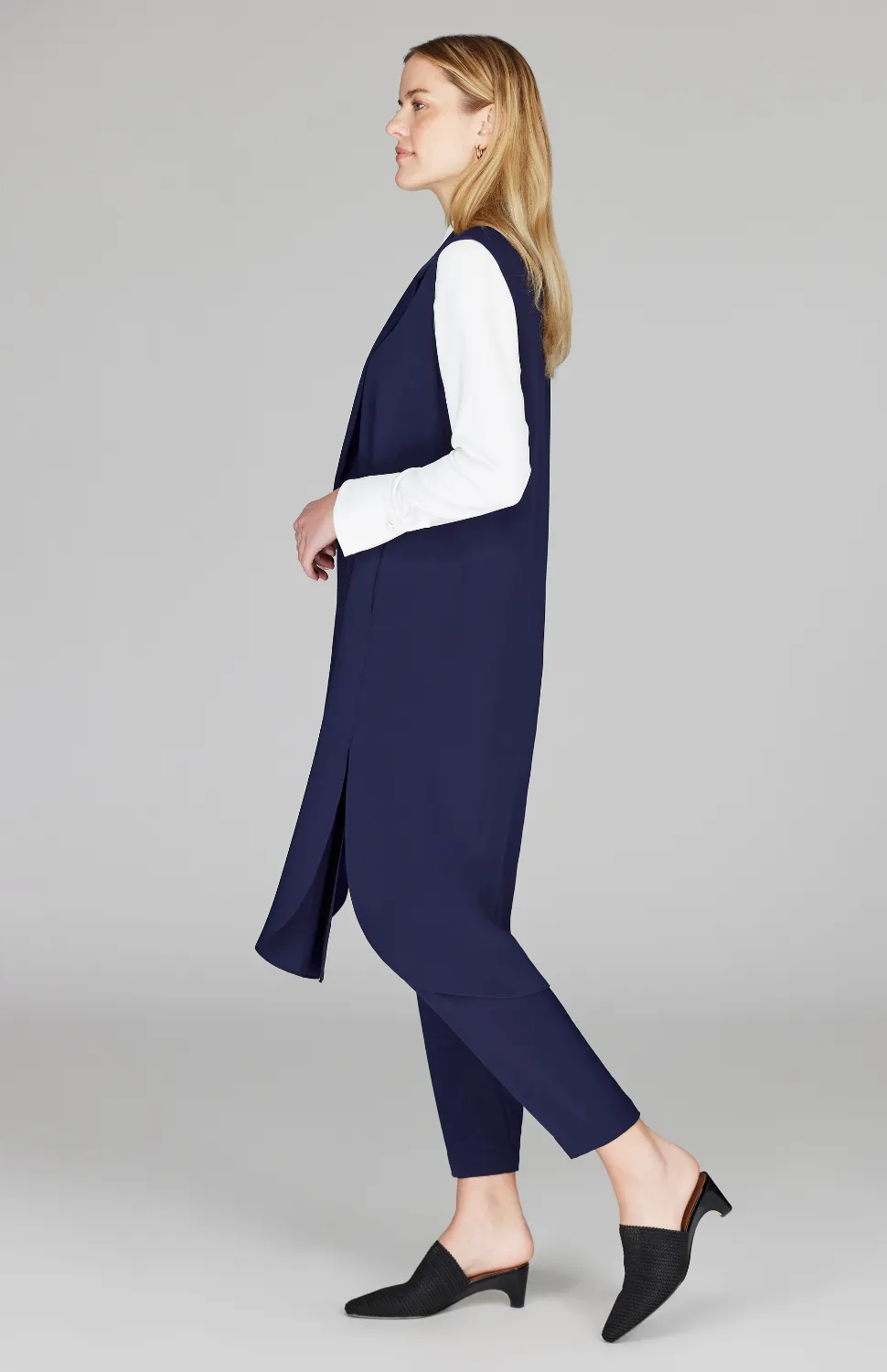 Lustrous Crepe Long Vest