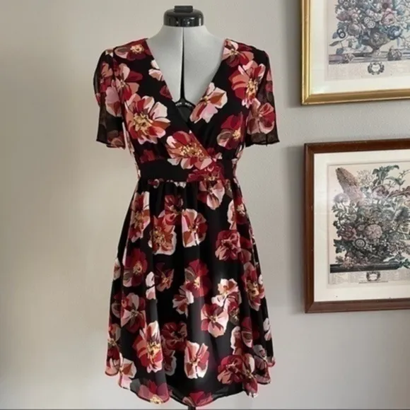 Madewell Tulip-Sleeve Mini Dress in French Rose Print​​​​​