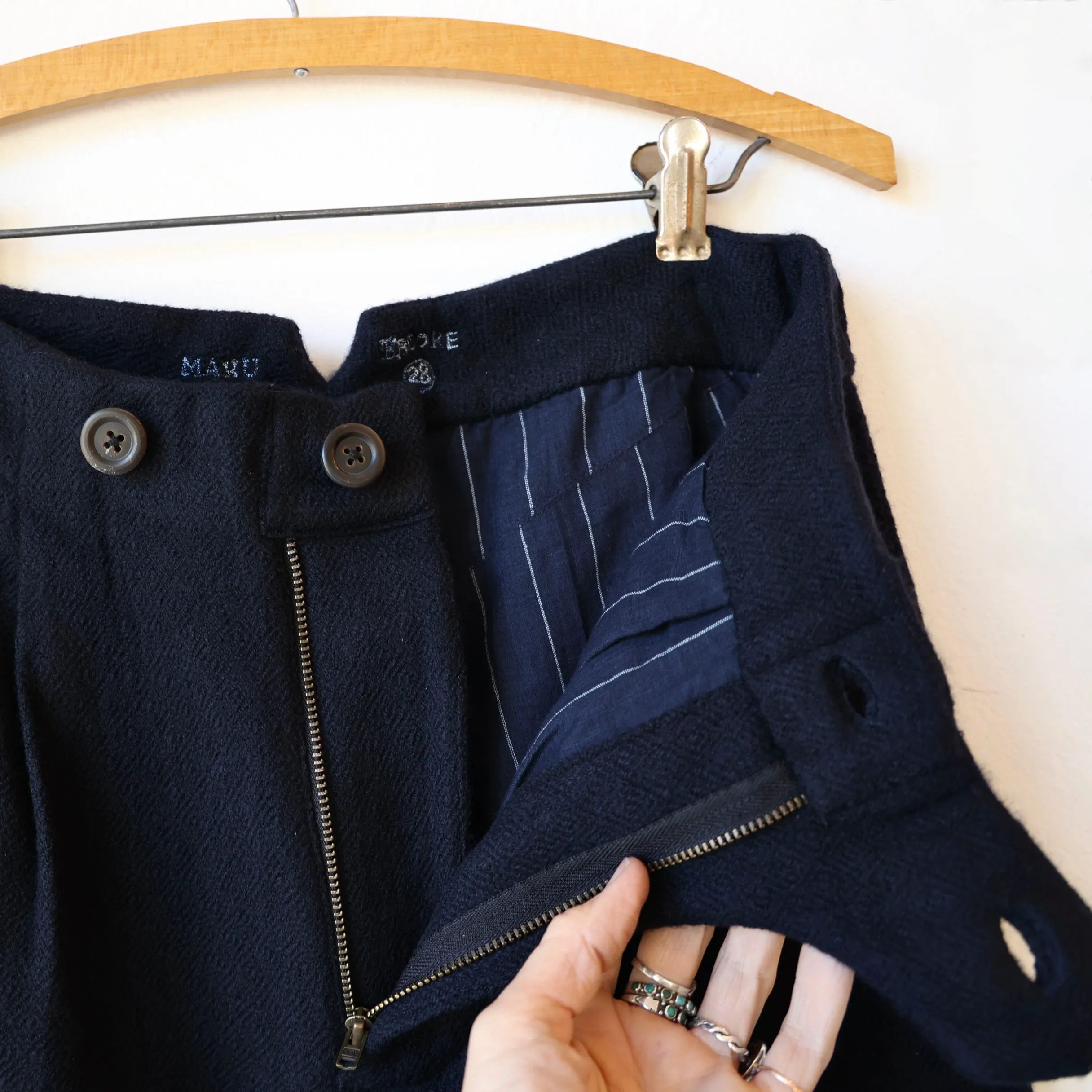 Maku Handwoven Wool Pants - Deep Indigo