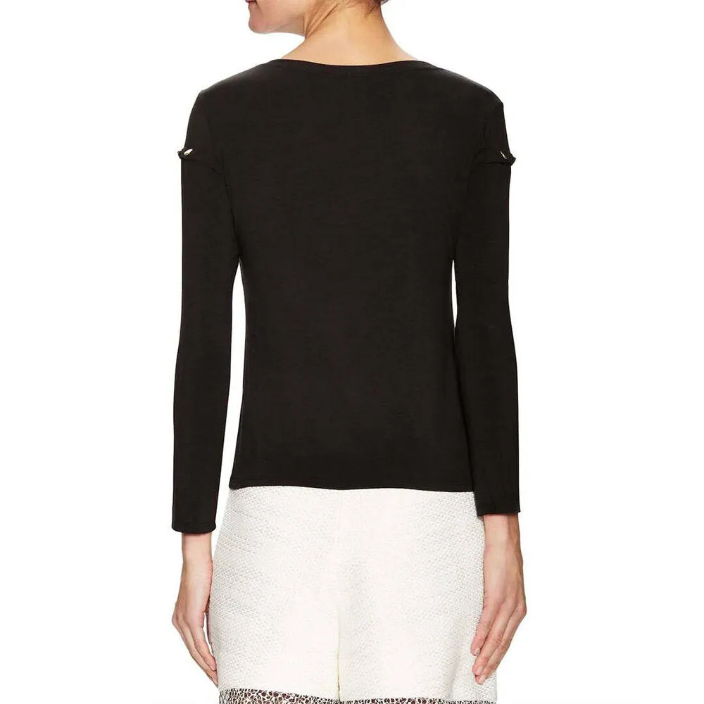 Malak Gold Snap Long Sleeve Top - Meteorite