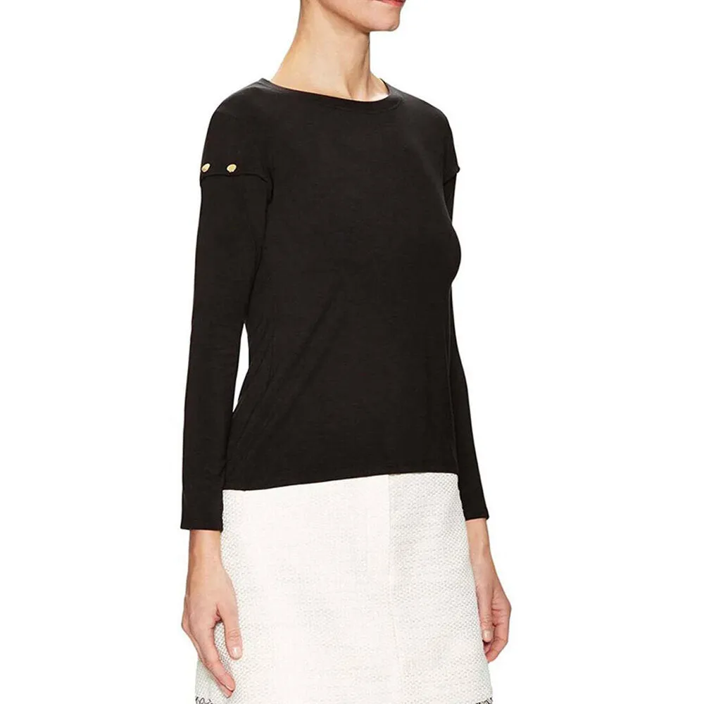 Malak Gold Snap Long Sleeve Top - Meteorite