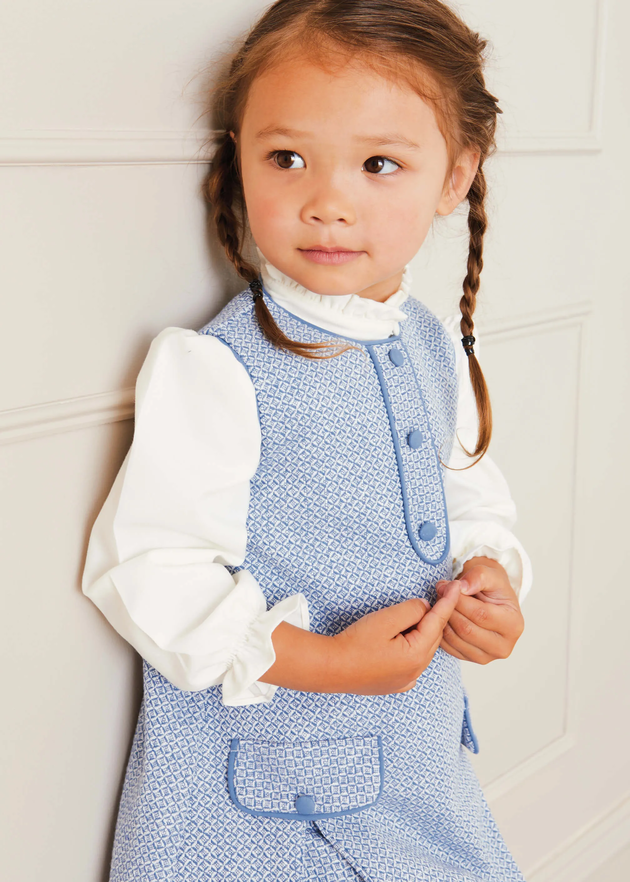 Mao Collar Romantic Blouse in White (12mths-10yrs)